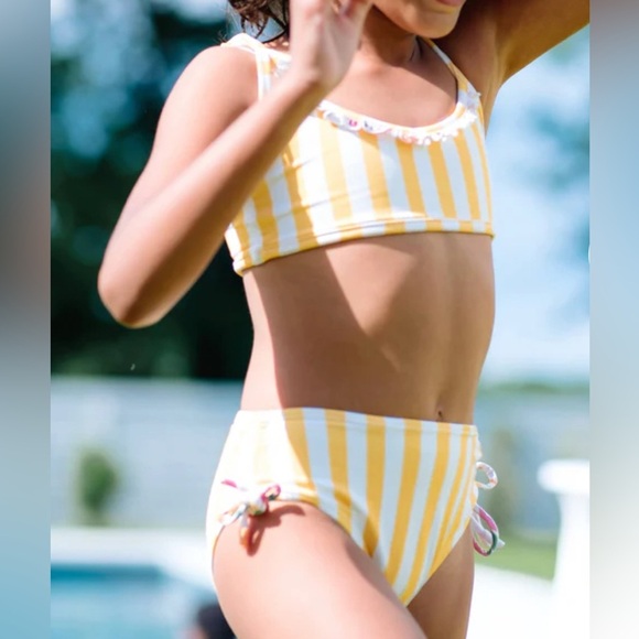 Well Dressed Wolf Other - Well Dressed Wolf Wildling Dainty Bikini: Yellow Cabana Stripe Size 8